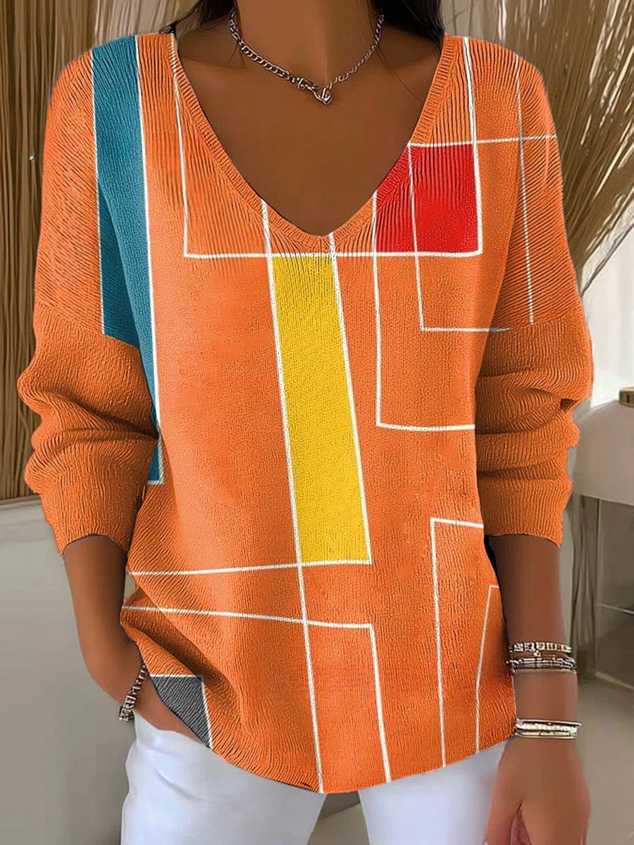 JULIETTE | Elegant Patterned V-Neck Sweater