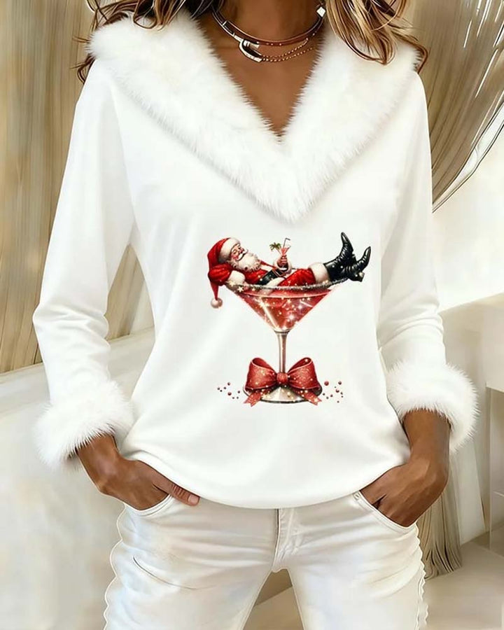 Ember | Festive Trim V-Neck Holiday Top