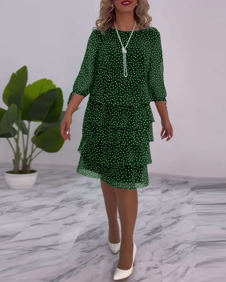Claire | Elegant Layered Polka Dot Dress