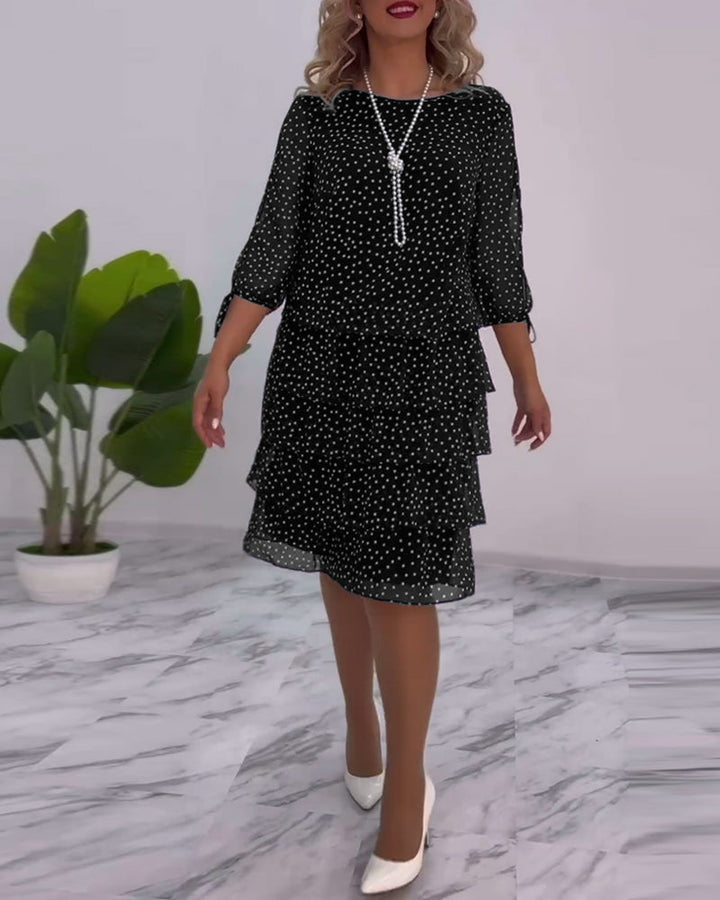 Claire | Elegant Layered Polka Dot Dress