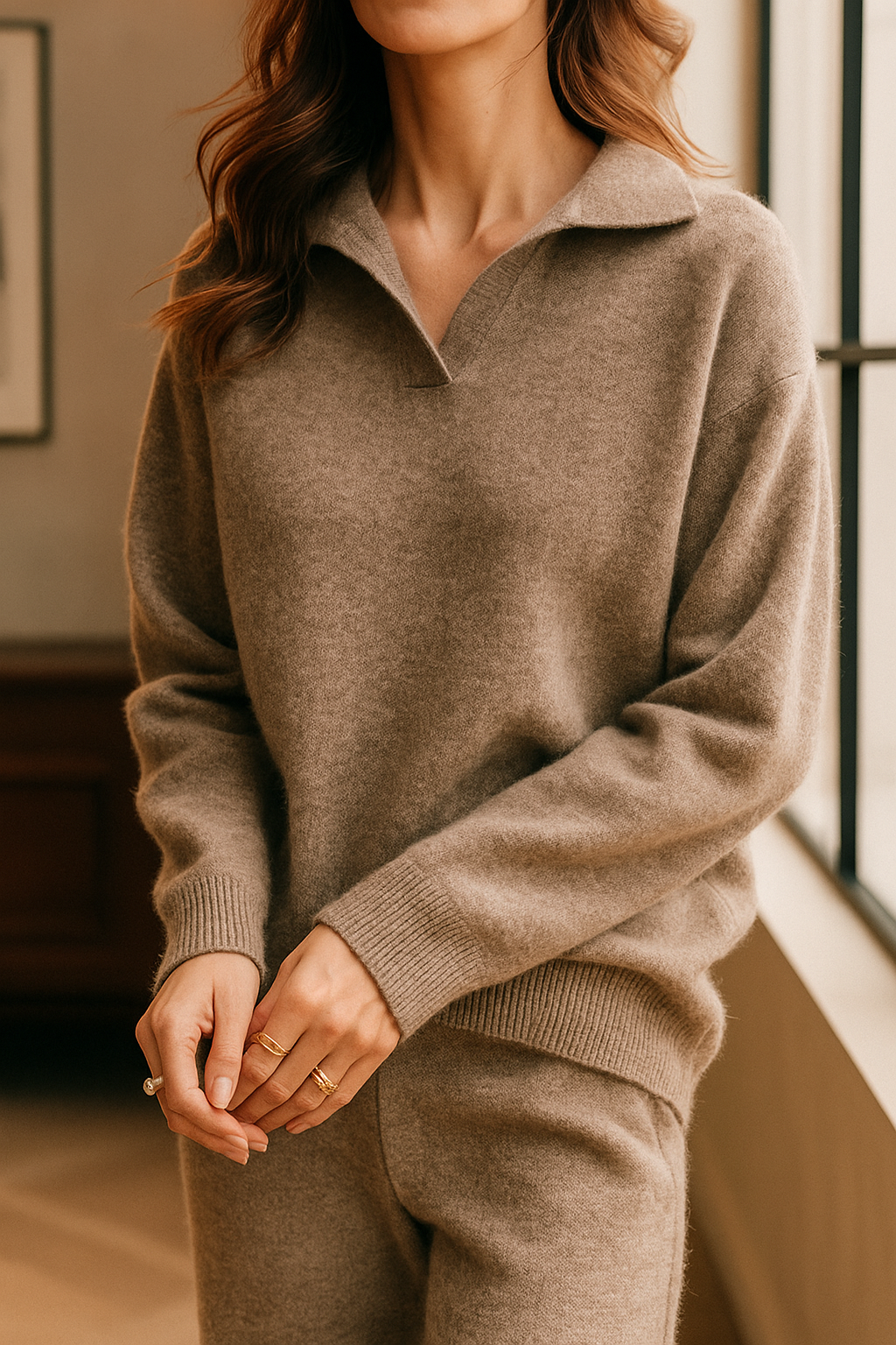 Harper | Elegant Polo-Collar Tailored Lounge Set