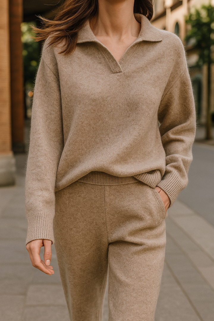 Harper | Elegant Polo-Collar Tailored Lounge Set