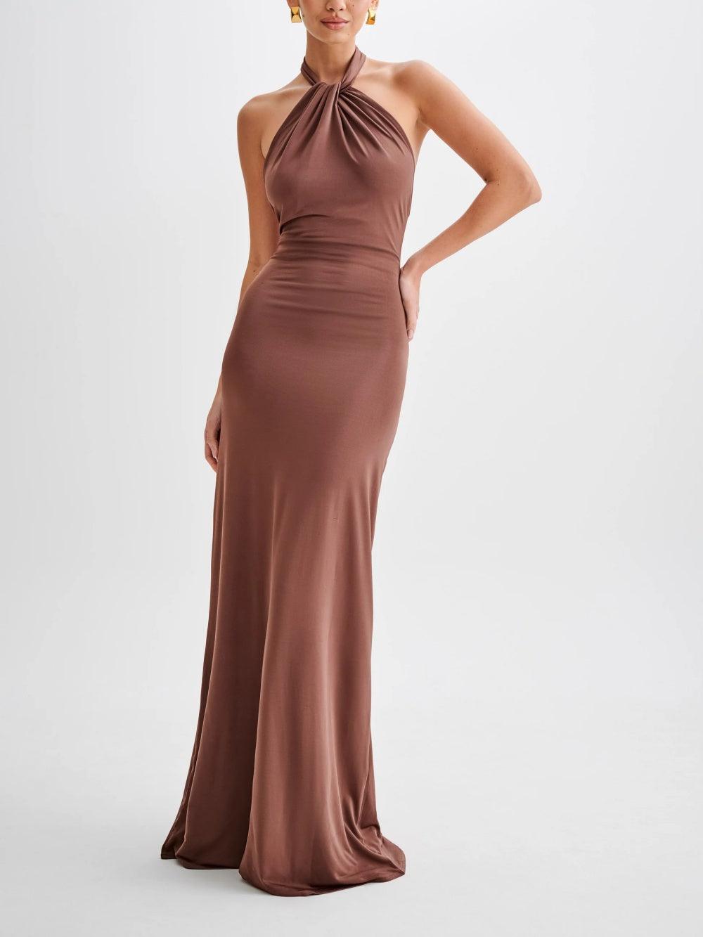 Chellie | Slinky Halter Maxi Dress