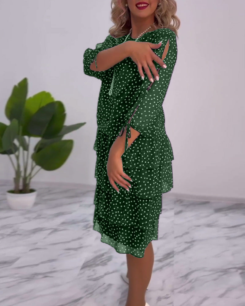 Claire | Elegant Layered Polka Dot Dress