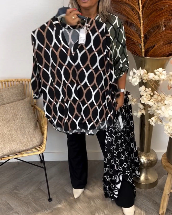 Naomi | Elegant Patterned Long Sleeve Blouse