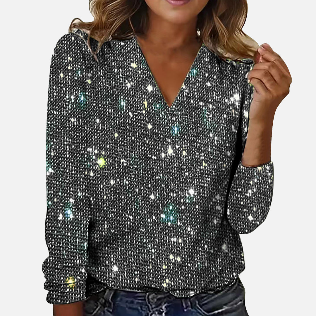 Elara | Elegant V-Neck Diamond Blouse