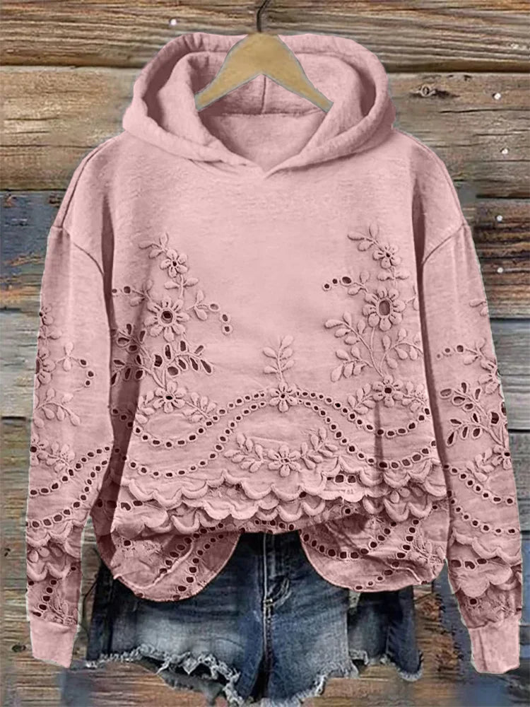 Sacha | Cozy Embroidered Floral Hoodie