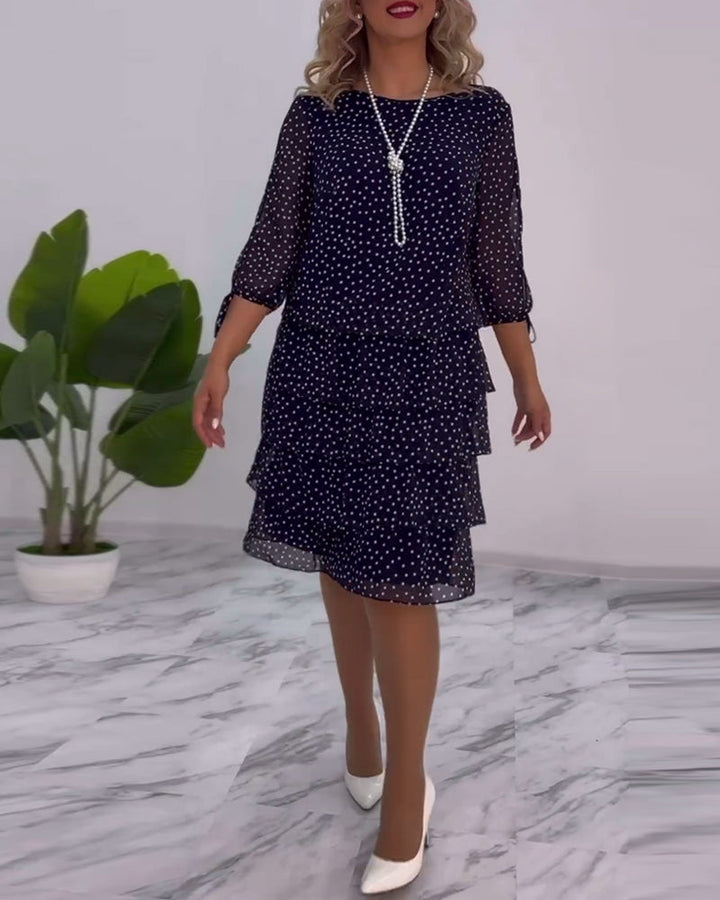 Claire | Elegant Layered Polka Dot Dress