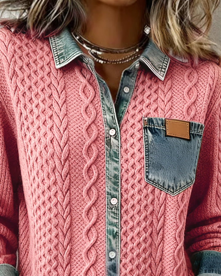 Elowen | Refined Contrast-Trim Layered Look Cardigan