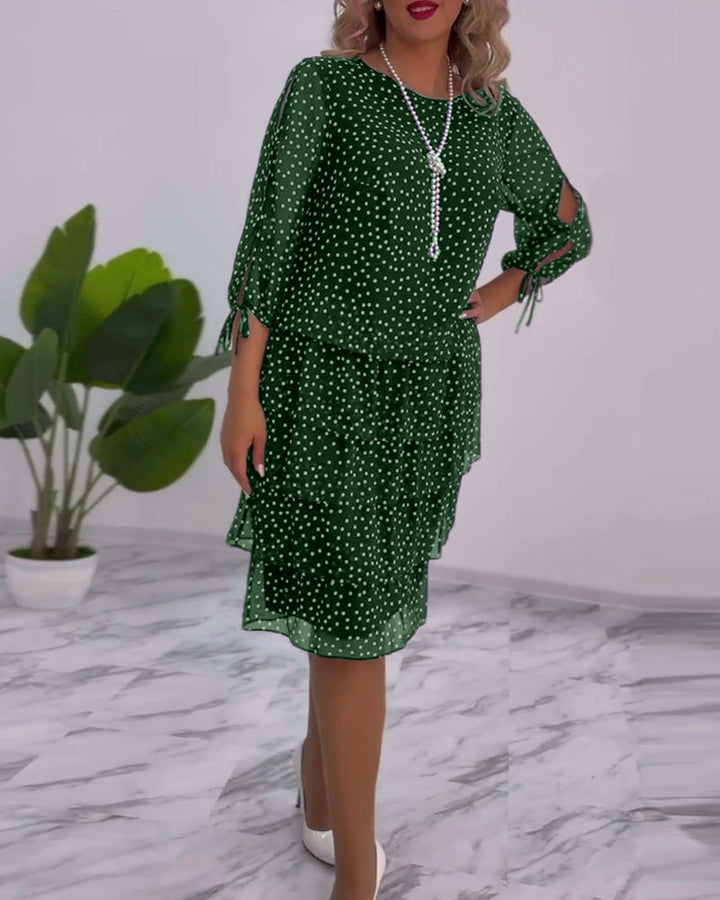 Claire | Elegant Layered Polka Dot Dress