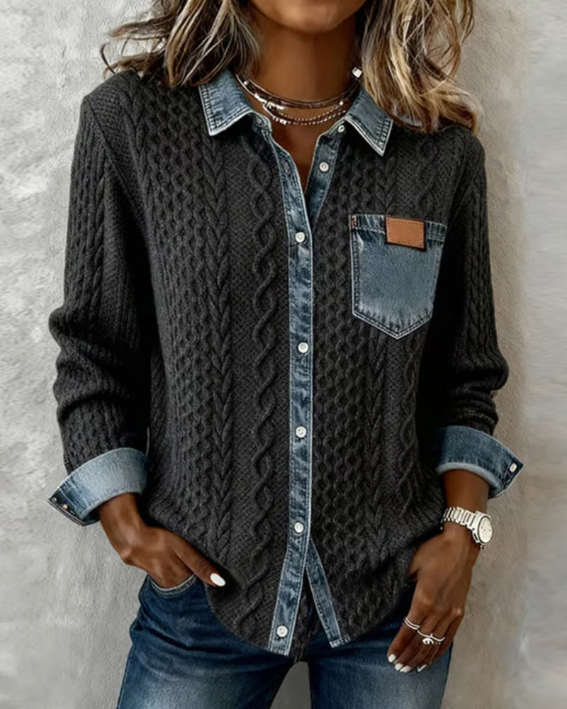 Elowen | Refined Contrast-Trim Layered Look Cardigan