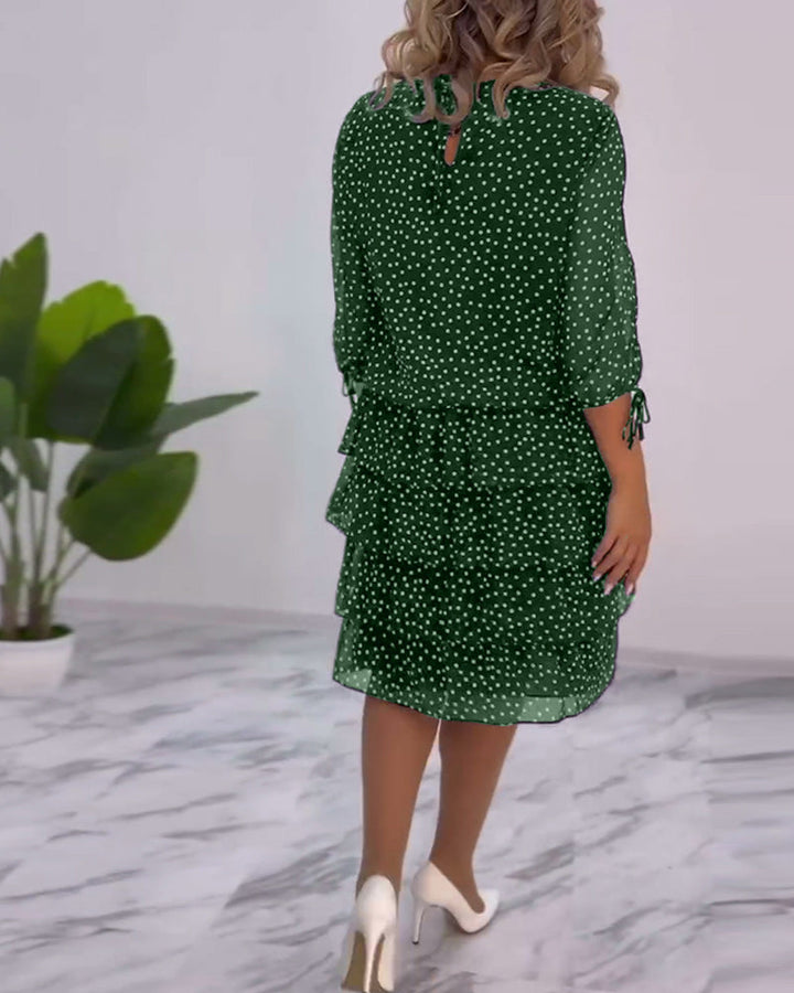 Claire | Elegant Layered Polka Dot Dress