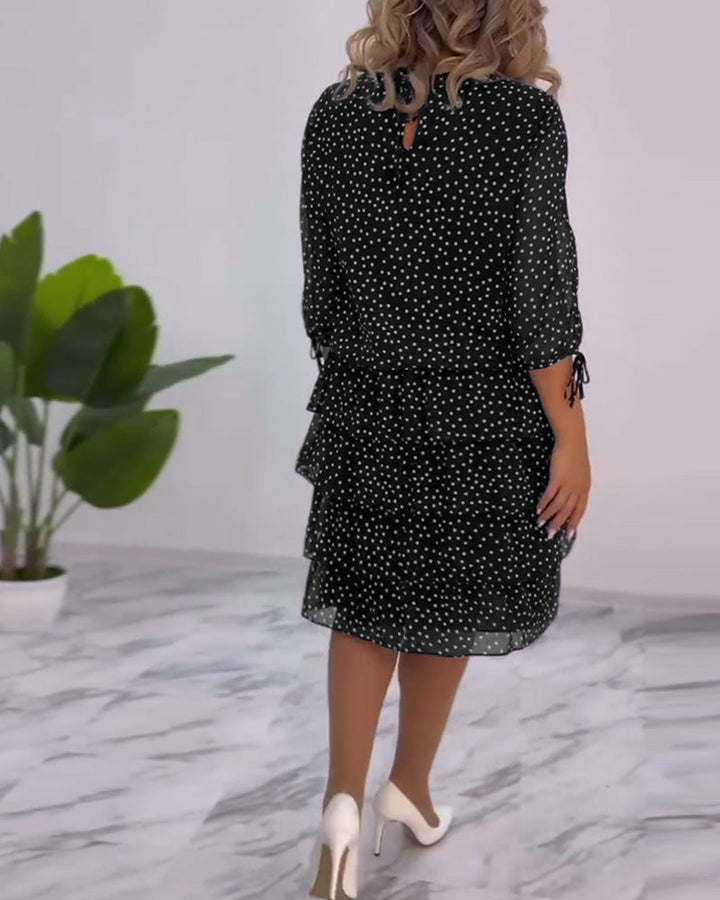 Claire | Elegant Layered Polka Dot Dress