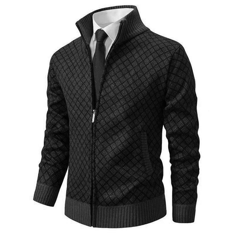 Cole | Diamond-Knit Zip Cardigan