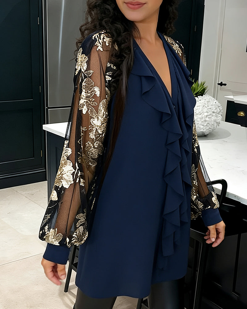Kale | Elegant Lotus-Edge Flow Blouse