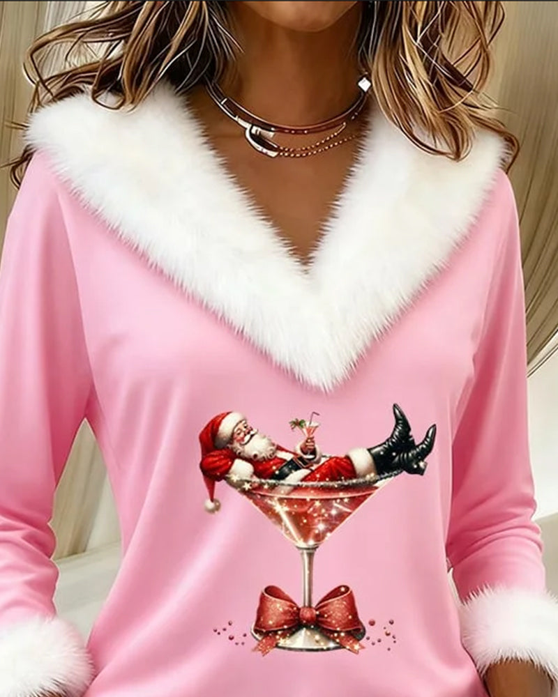 Ember | Festive Trim V-Neck Holiday Top