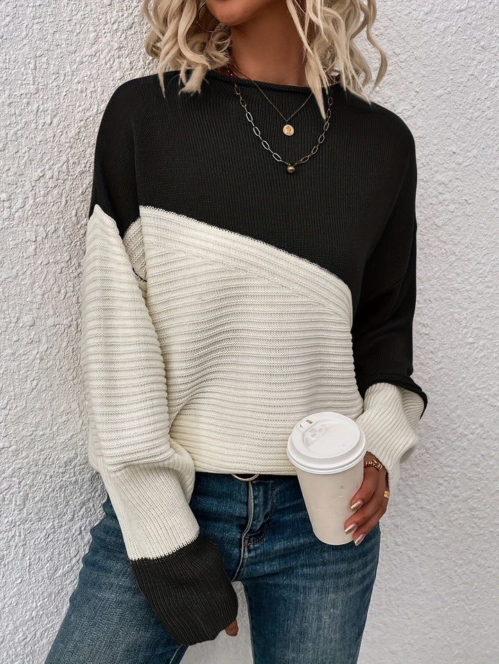 Claire | Elegant Color-Block Knit Sweater