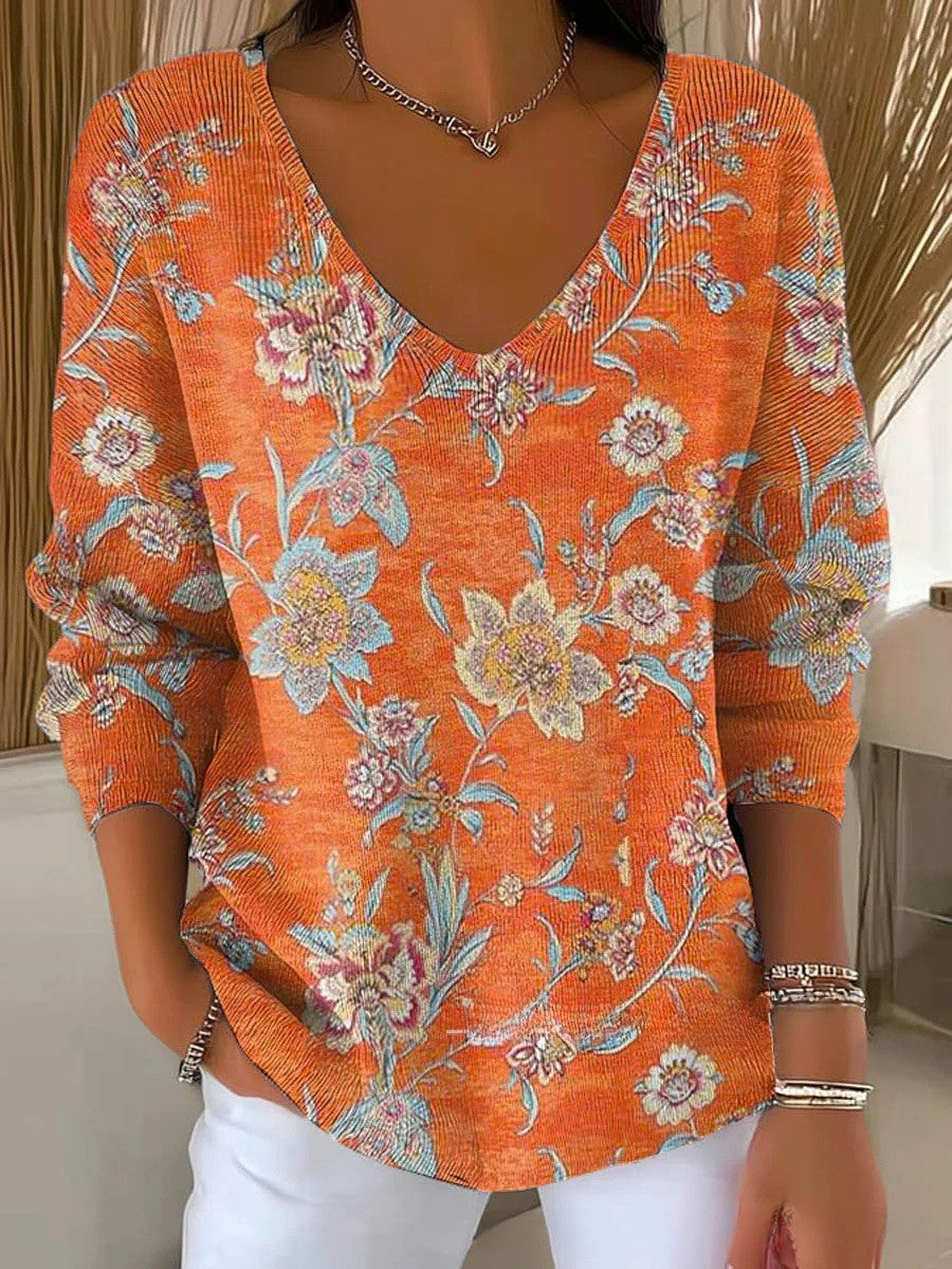 CAMILLE | Elegant Patterned V-Neck Sweater