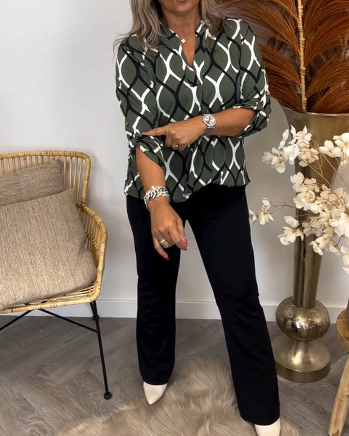 Naomi | Elegant Patterned Long Sleeve Blouse
