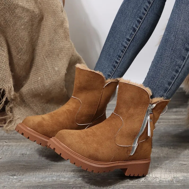 Elena | Elegant Zip-Detail Winter Ankle Boots