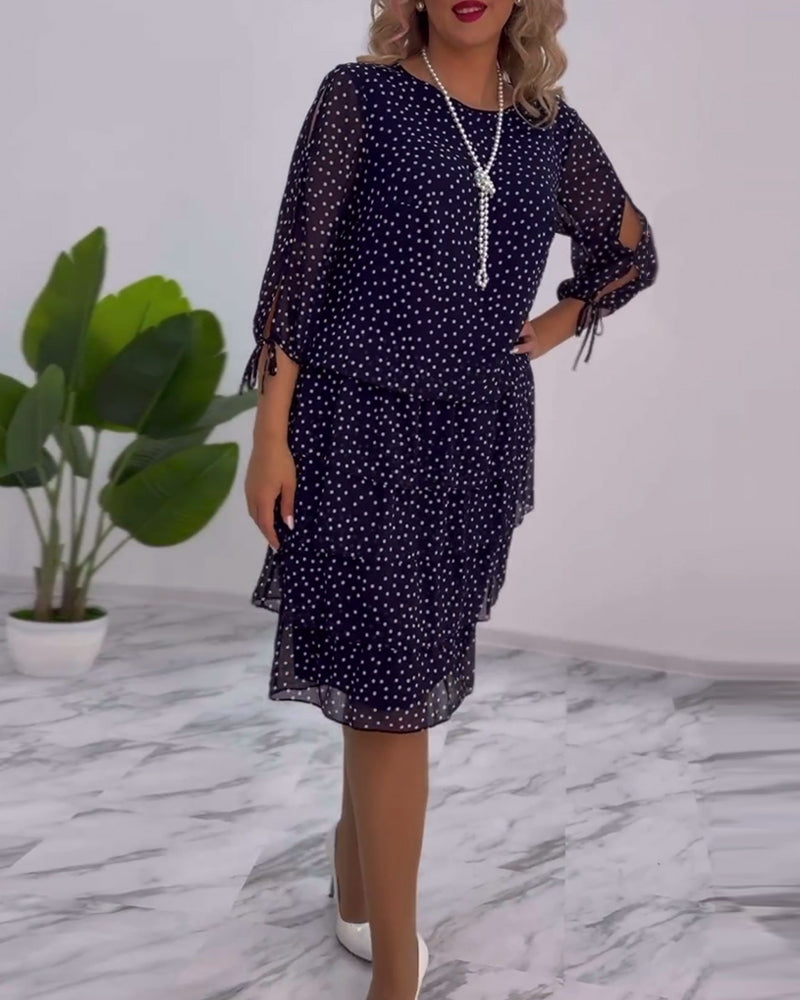 Claire | Elegant Layered Polka Dot Dress