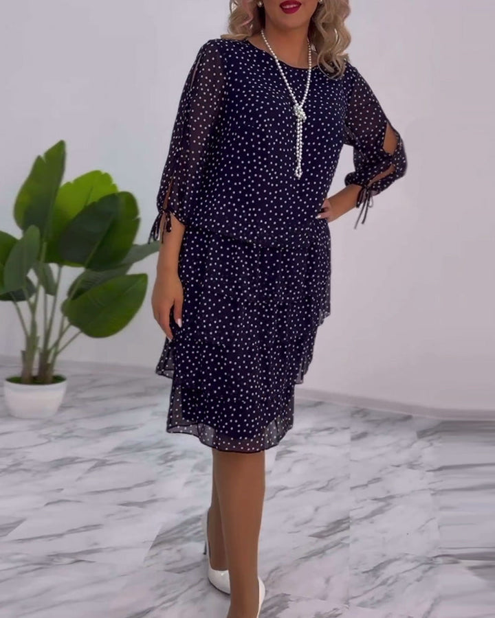 Claire | Elegant Layered Polka Dot Dress