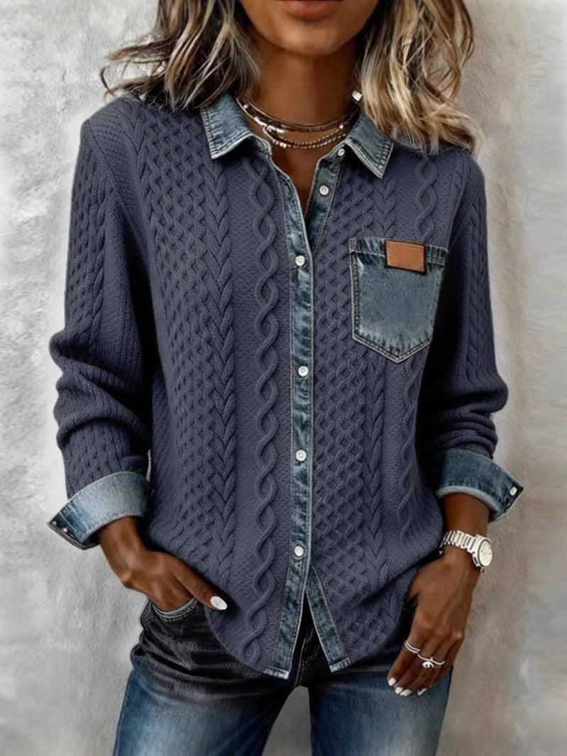 Elowen | Refined Contrast-Trim Layered Look Cardigan