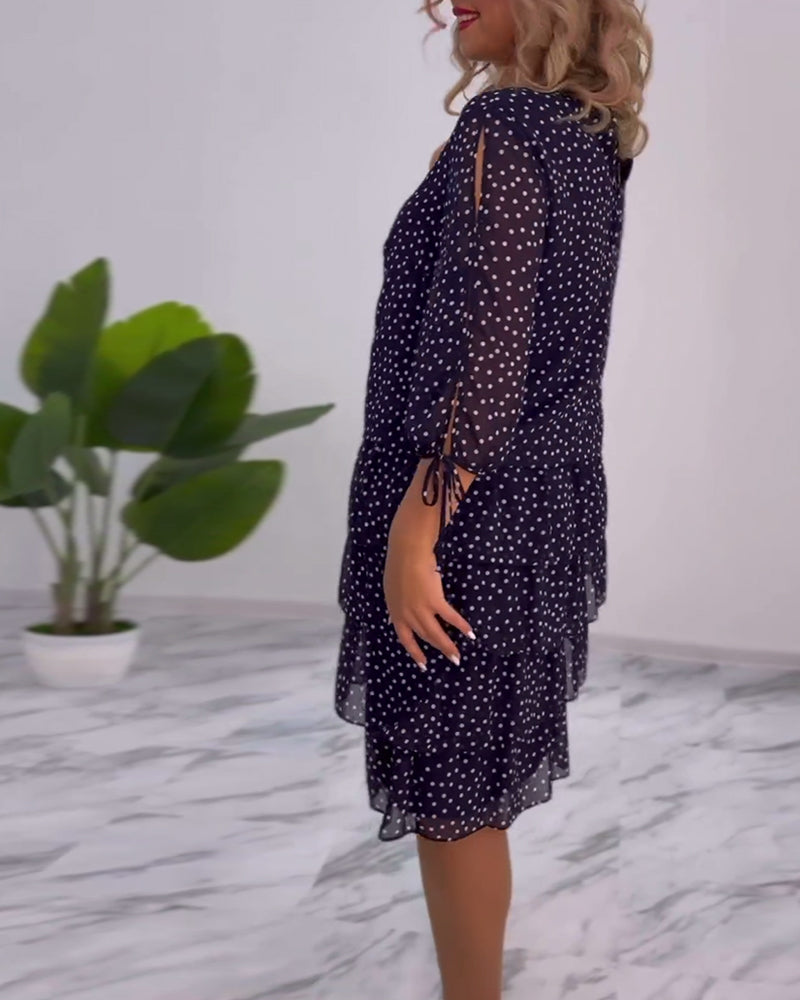 Claire | Elegant Layered Polka Dot Dress