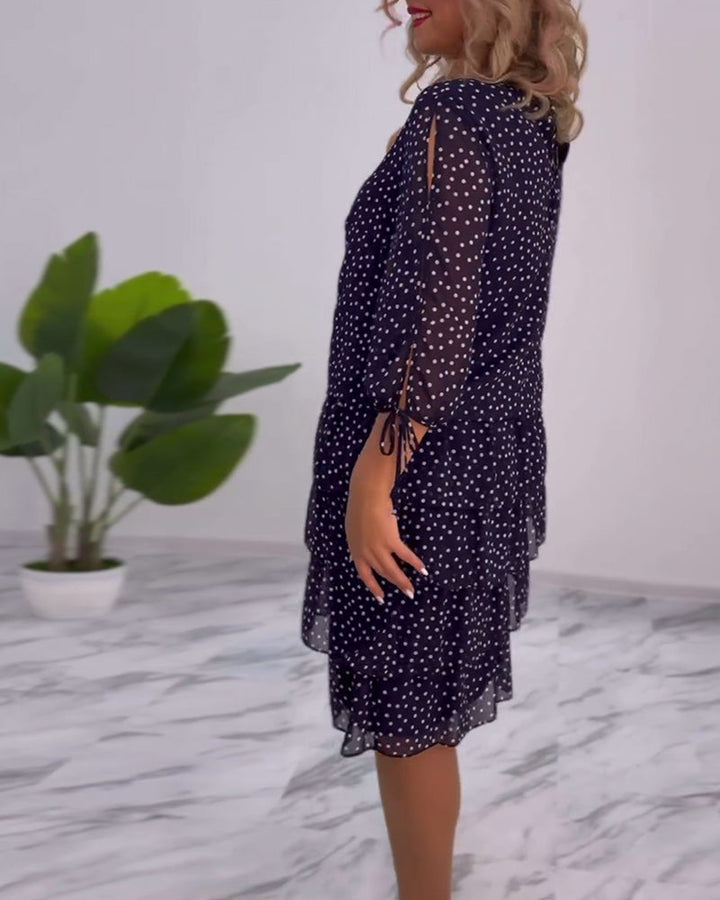 Claire | Elegant Layered Polka Dot Dress