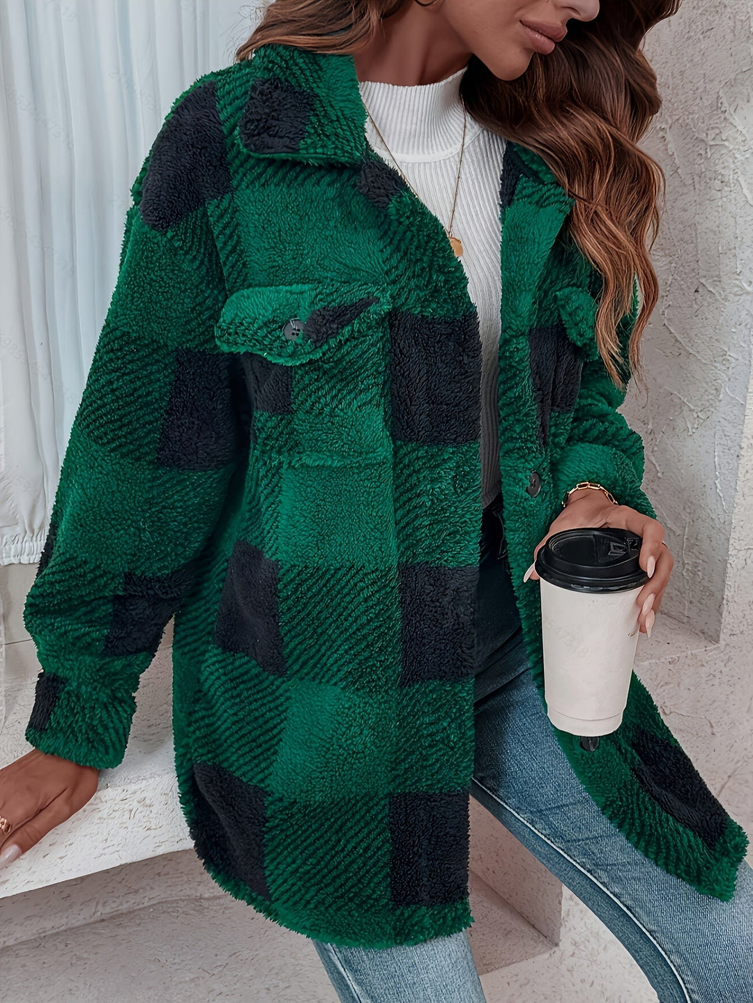 Tessa | Cozy Checkered Overshirt Jacket