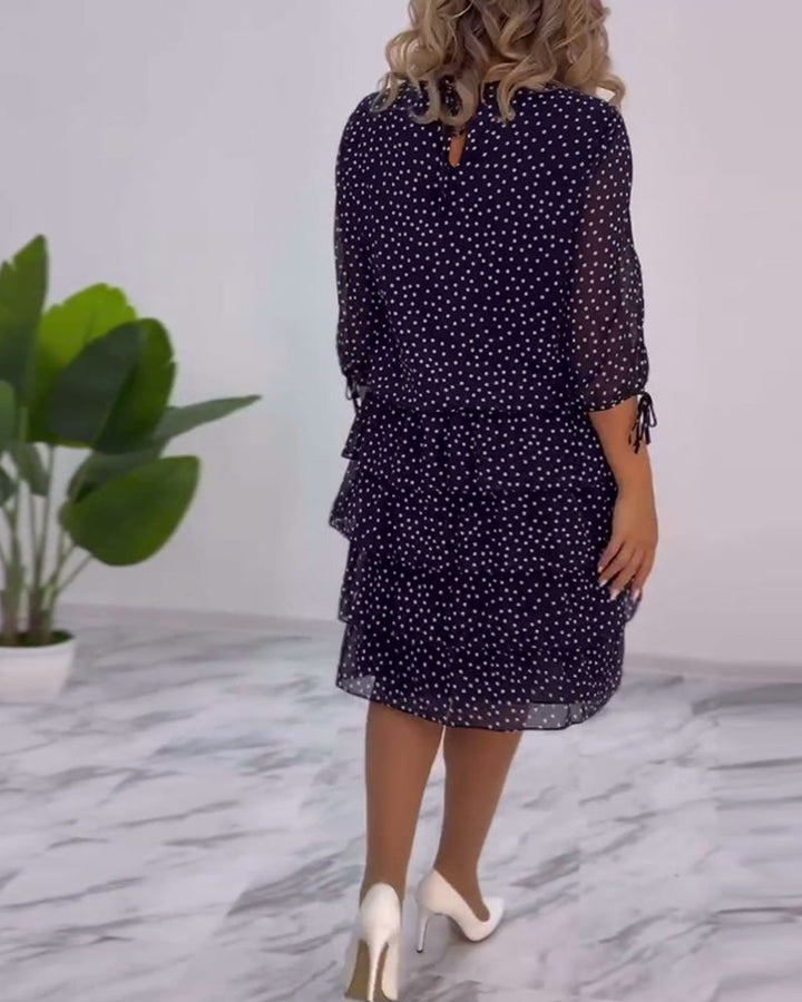Claire | Elegant Layered Polka Dot Dress