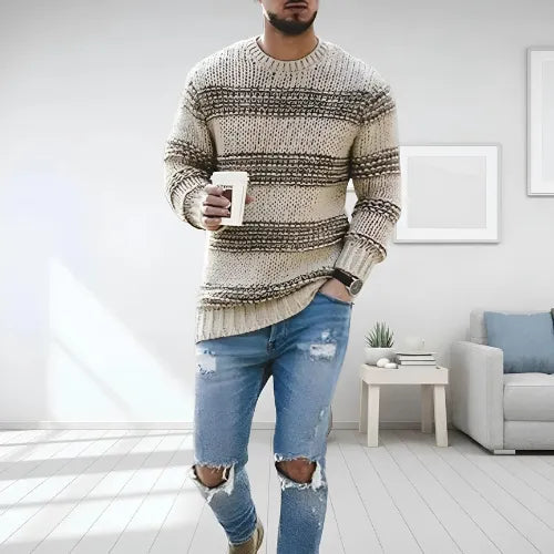 Landon | Textured Striped Classic Sweater