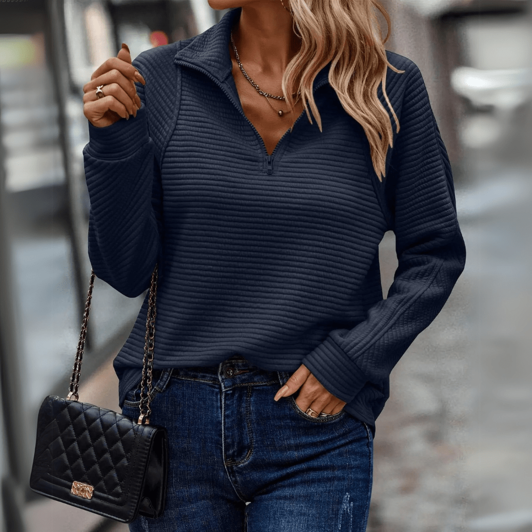 Mara | Textured Half-Zip Everyday Sweater