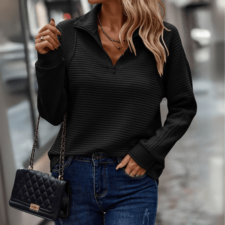 Mara | Textured Half-Zip Everyday Sweater