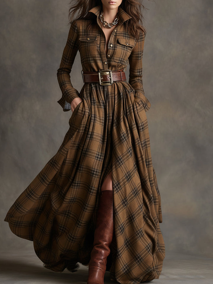 Scarlett | Elegant Plaid Shirt Dress