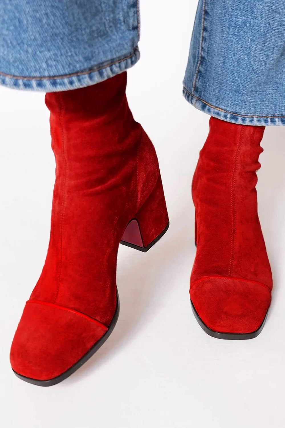 Sienna | Sculpted Square-Toe Block Heel Boots