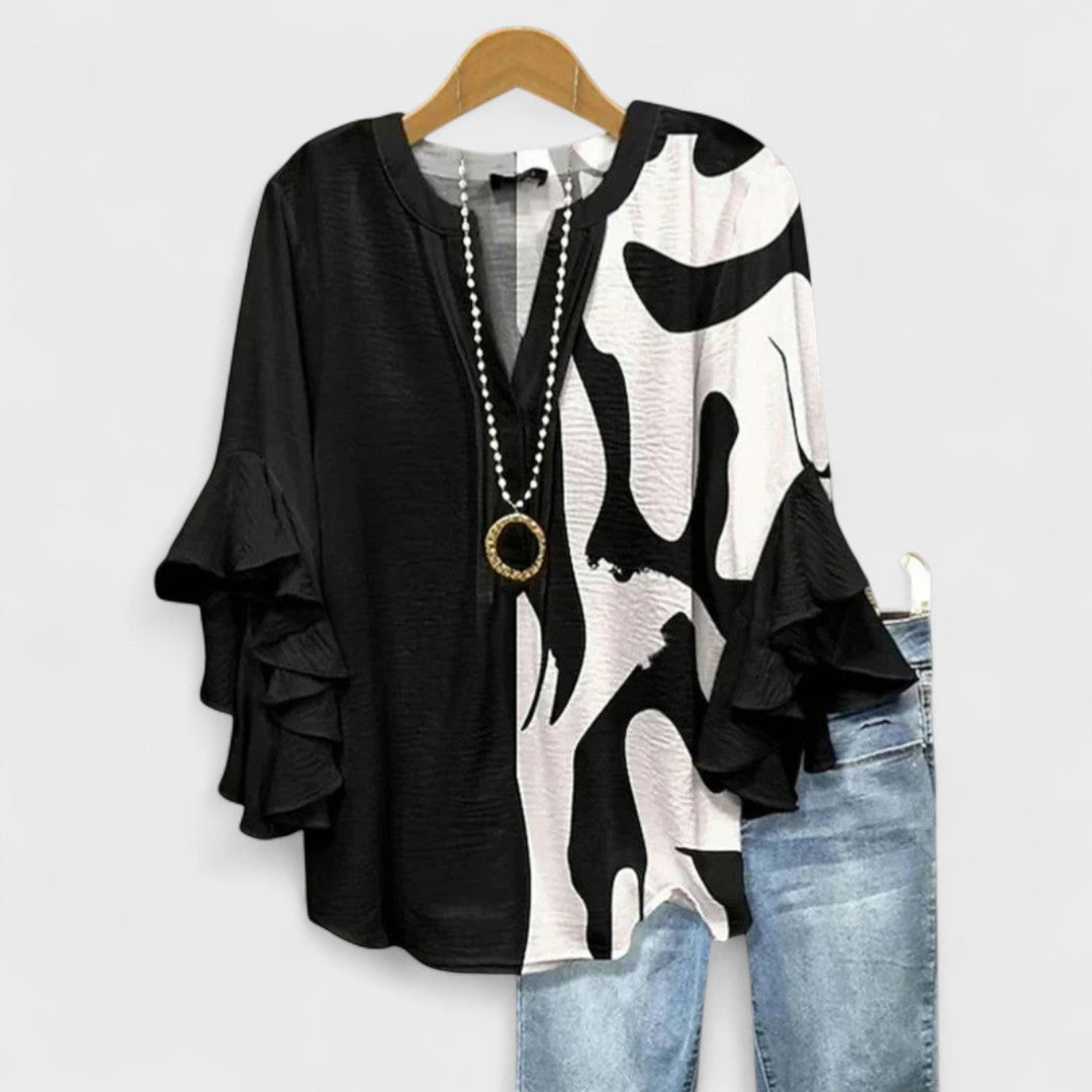 Lina | Elegant Floral Blouse With Ruffled Sleeves