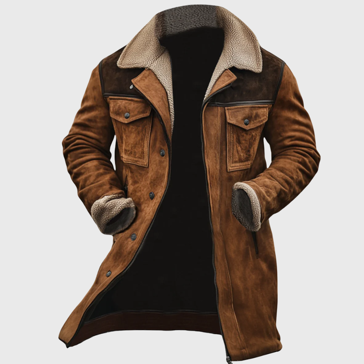 Weston | Structured Shearling-Collar Longline Statement Coat
