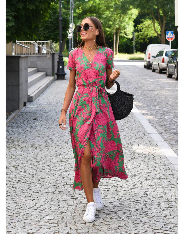 Eva | Elegant V-Neck Flowing Midi Dress