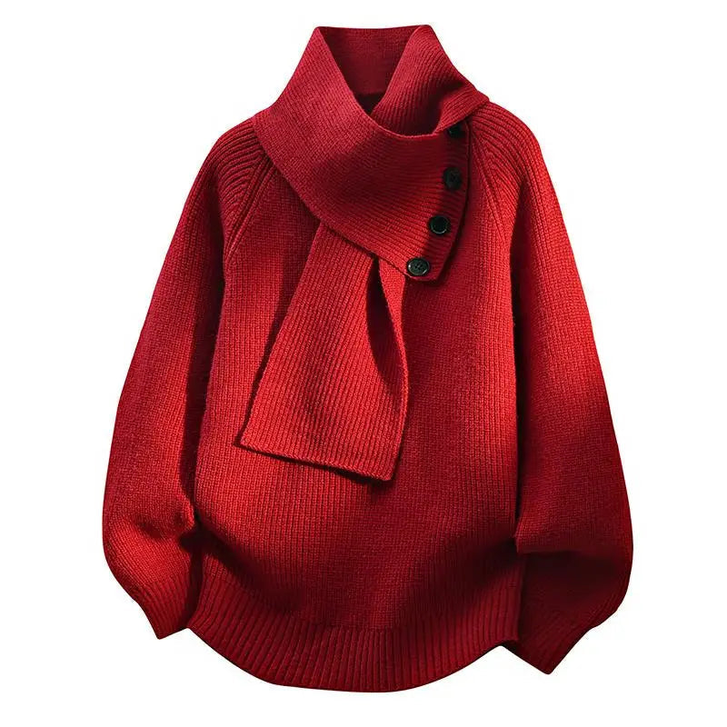 Lydia | Elegant Scarf-Neck Knit Sweater