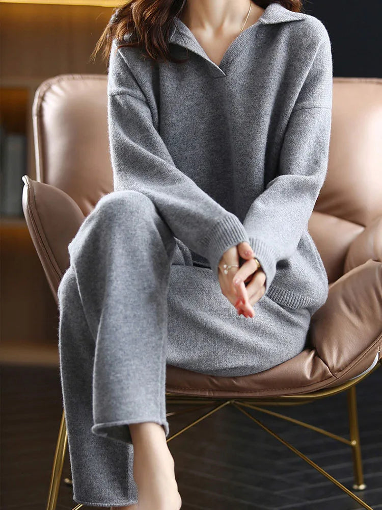 Harper | Elegant Polo-Collar Tailored Lounge Set