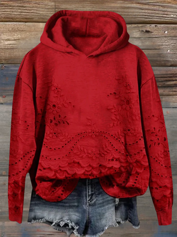 Sacha | Cozy Embroidered Floral Hoodie