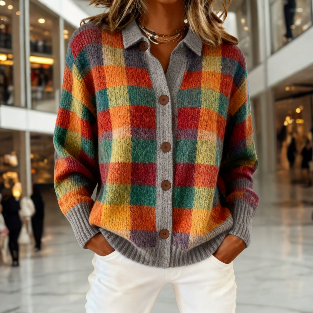 Céleste | Cozy Colorblock Knit Cardigan