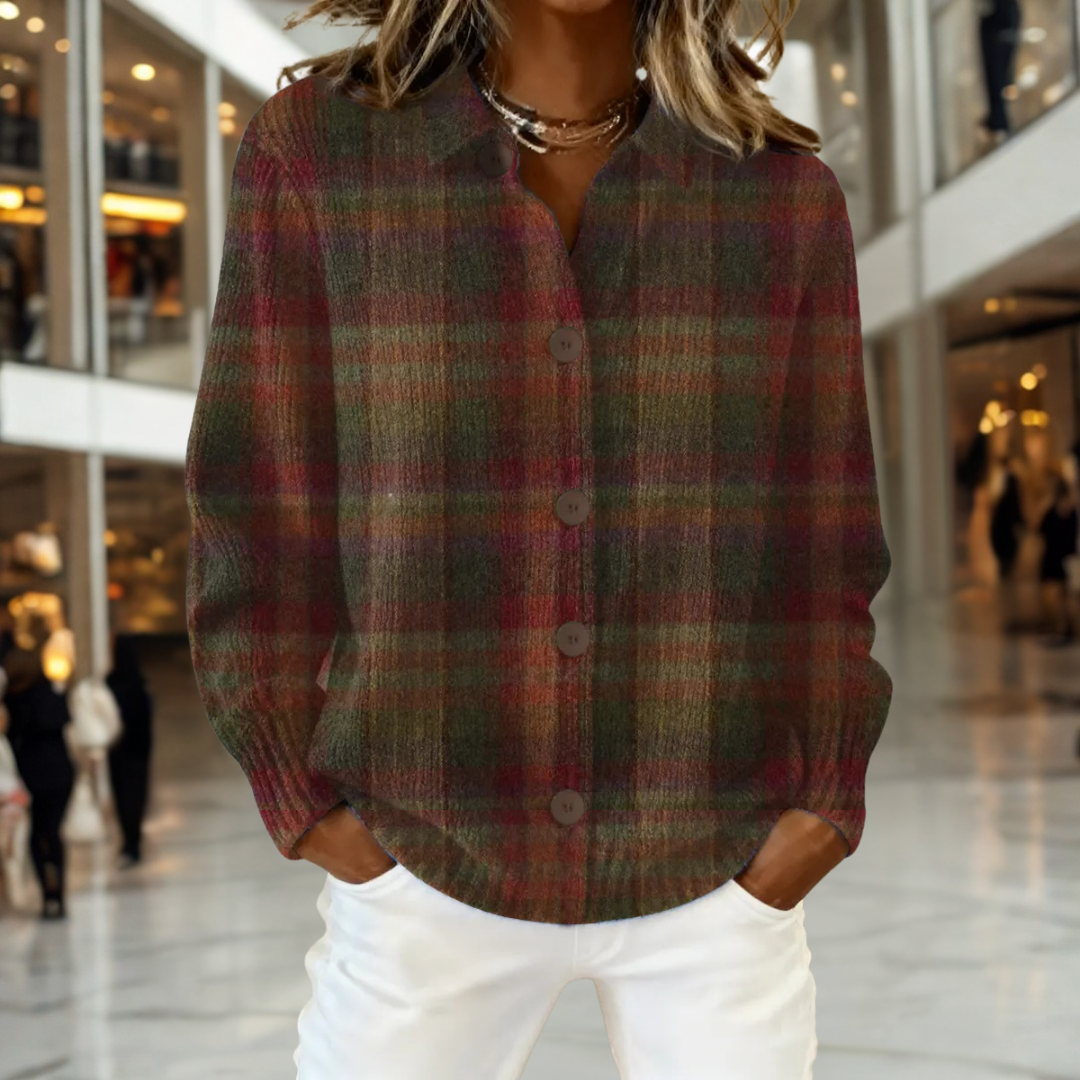 Charlotte | Timeless Plaid Knit Cardigan