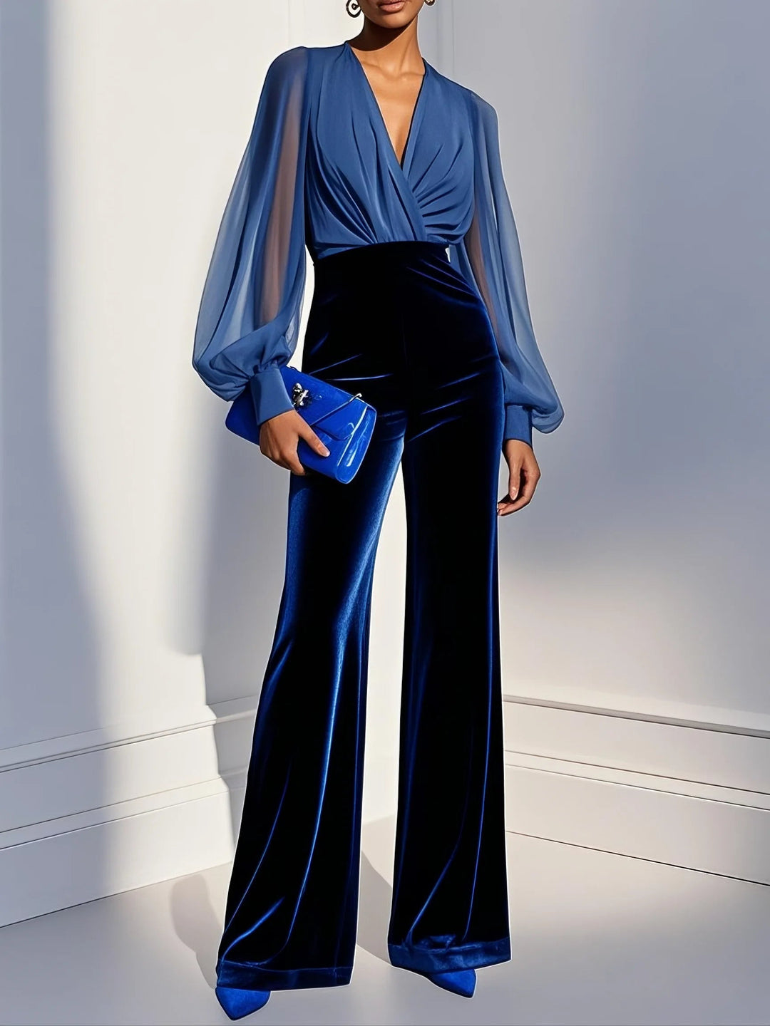 Vivienne | Elegant Mesh V-Neck Jumpsuit
