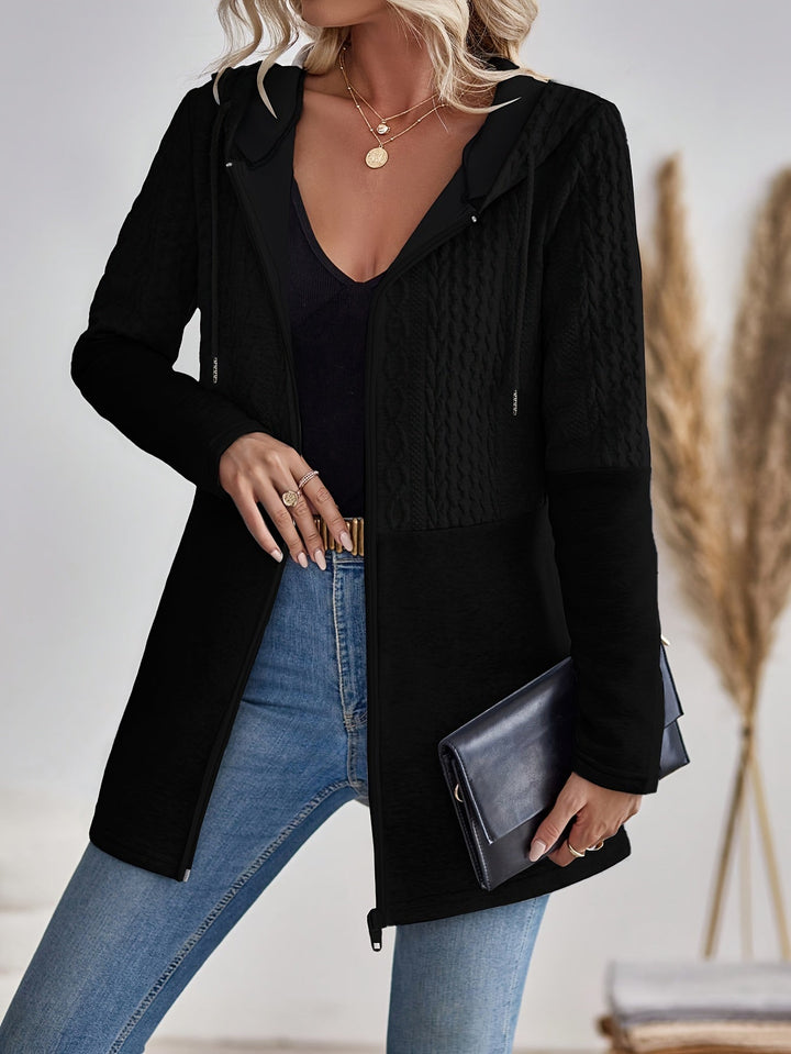 Lena | Refined Zip-Front Hooded Cardigan