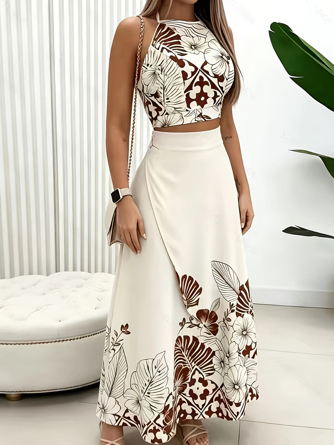 Delilah | Tropical-Print Two-Piece Set