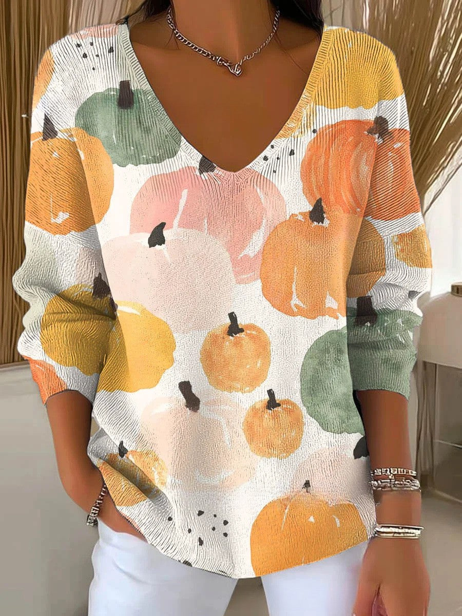 ELISE | Elegant Patterned V-Neck Sweater