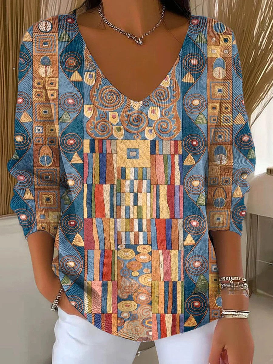 GABRIELLE | Elegant Patterned V-Neck Sweater