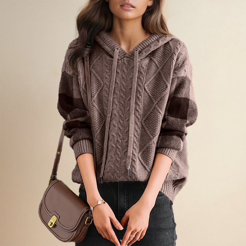 Lena | Elegant Hooded Knit Sweater